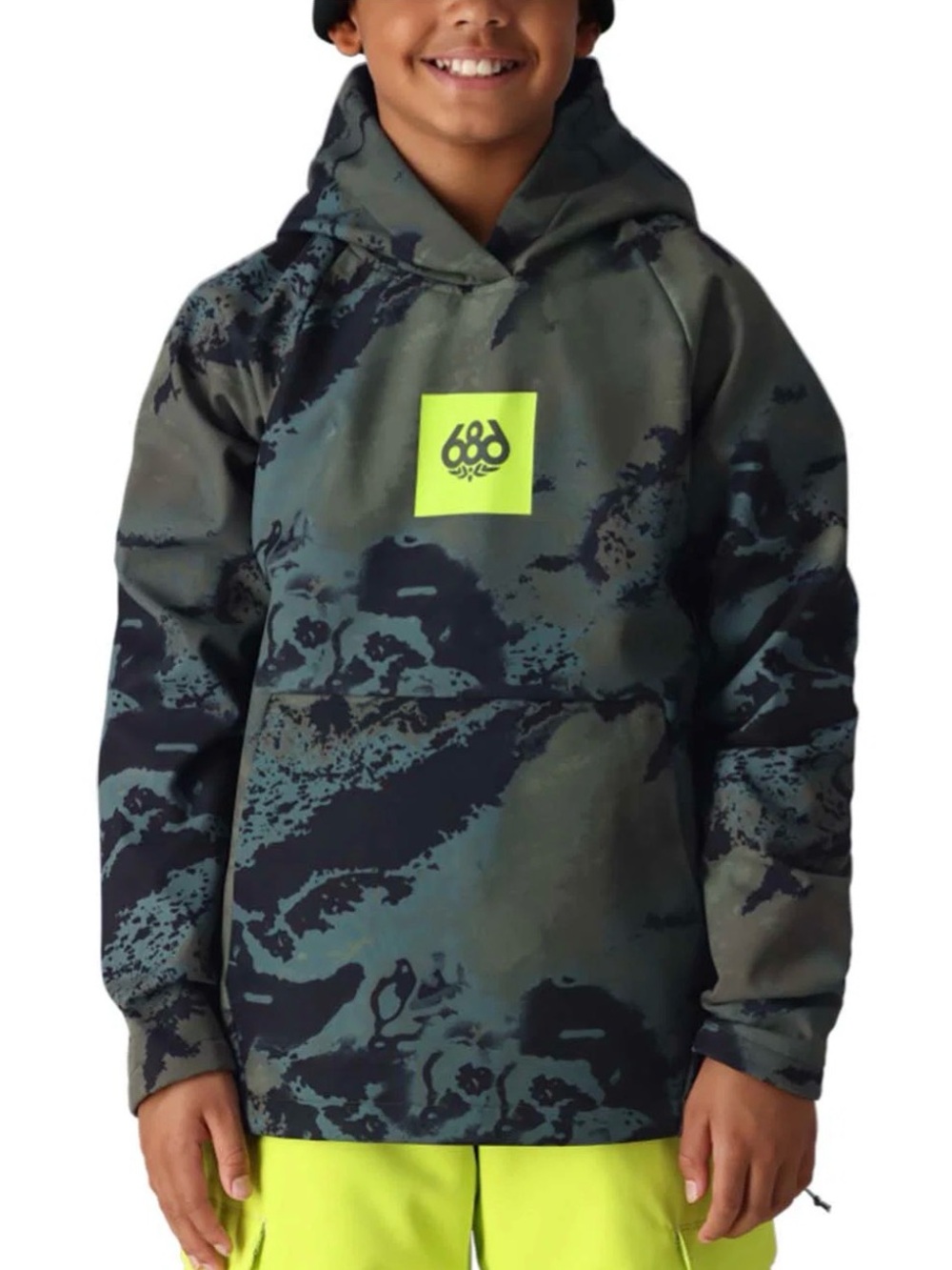 686 Boys' Olive Camo Waterproof ski and Snow Hoodie